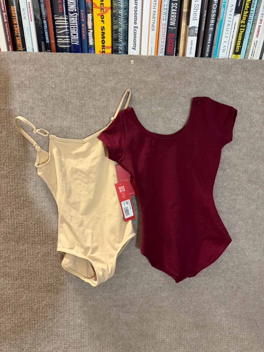 Capezio Kids One-Piece Bodysuits in Burgundy and Cream - Pack of 2,(6/6X)